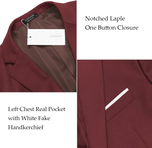 Vista 5 de COOFANDY Chaquetas deportivas ligeras de corte ajustado para hombre, chaquetas de traje de un botón