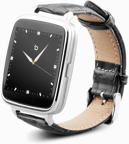 Vista 3 de Gold Engage Plus Smartwatch para iOS y Android con 8 GB de almacenamiento de música y correa de cuero
