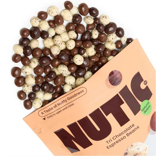 Vista 8 de Nutic Granos de café expreso cubiertos de chocolate - 1 libra, surtido de chocolate blanco, con leche y chocolate negro - Espresso en grano a granel