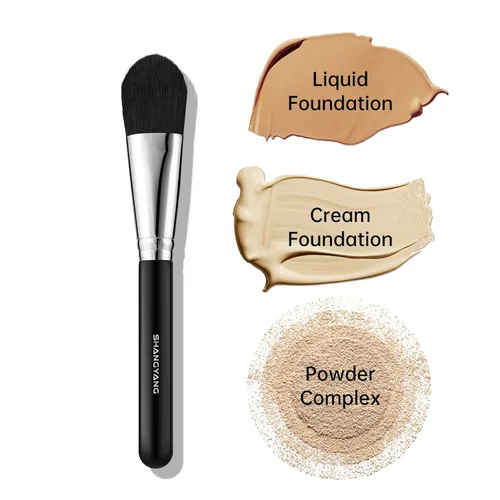 Vista 6 de Brocha de base para líquido, brocha de maquillaje de base plana para crema líquida, base de polvo, mezcla vegana, herramienta de maquillaje Brocha