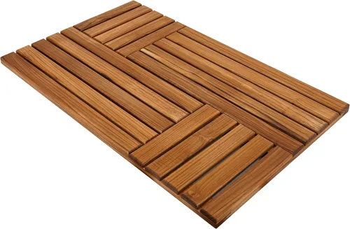 Vista 8 de Utoplike Tapete de baño de teca, tapetes de ducha de madera de 24 x 16