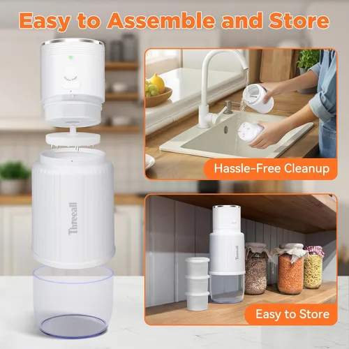 Vista 5 de Máquina de raspados de nieve, máquina raspadora de hielo portátil inalámbrica para granizados para el hogar con cargador USB y 3 vasos molde