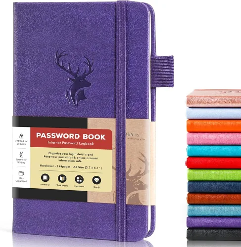 Vista 17 de molekaus Libro de contraseñas con pestañas alfabéticas, pequeño guardián de contraseñas con espacio adicional para cambiar la contraseña. Cuaderno