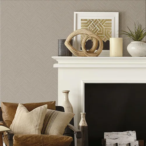 Vista 10 de RoomMates RMK12011RL Papel pintado de espiga gris para despegar y pegar