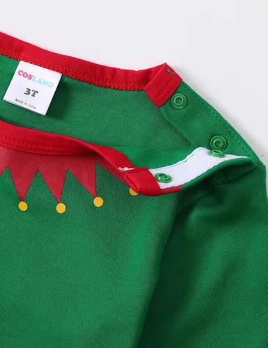 Vista 2 de Disfraz de elfo para bebé y niño pequeño, 3 piezas, algodón, trajes de Navidad, 12 meses a 3T