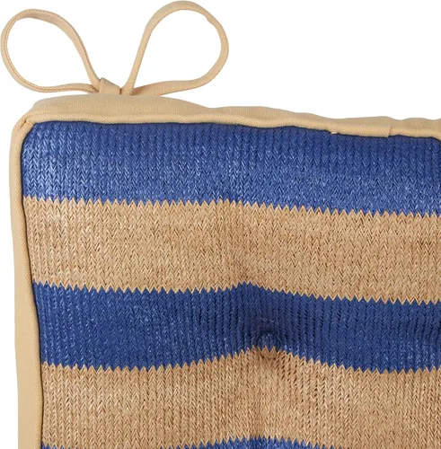 Vista 4 de Klear Vu Raffia - Juego de 2 cojines resistentes al agua para sillas de patio, cojines de asiento y respaldo, rayas azules