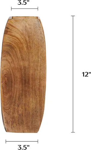 Vista 2 de Mela Artisans Jarrón de madera de mango de 12 pulgadas Florero decorativo de madera Granja rústica Medio quemado Centro de mesa para sala