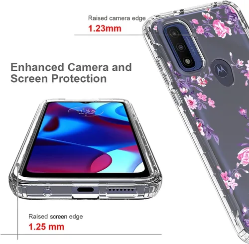 Vista 2 de Funda para Moto G Pure 2021 con protector de pantalla de vidrio templado, cuerpo completo, a prueba de golpes, transparente, suave, delgada, funda
