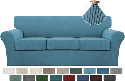 Vista 22 de Turquoize 2 fundas para sillas de sala de estar, funda de sofá con fundas de cojín individuales, funda de muebles para sillas (silla, beige biscotti)