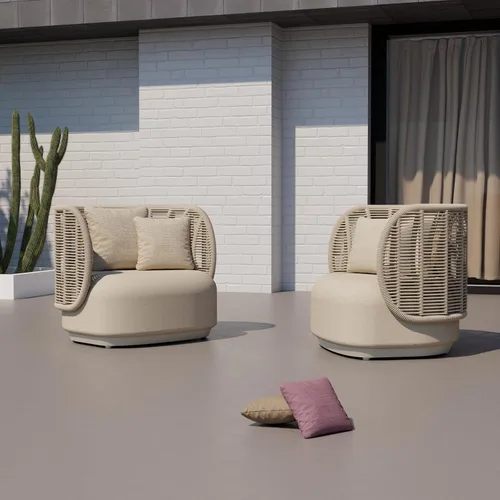 Vista 8 de Juego de 2 sofás para exteriores, muebles de patio al aire libre, sofá