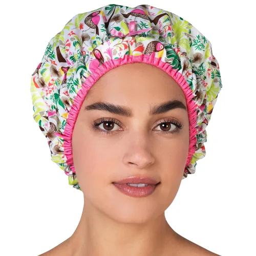Vista 14 de Betty Dain Gorro de baño y ducha reutilizable, gorro de ducha impermeable de gran tamaño para todas las longitudes de cabello, forro de PEVA