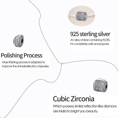 Vista 2 de Abalorios de plata de ley 925 para pulseras Pandora, regalos de joyería para mujer y niña.