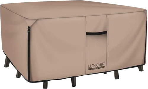 Vista 9 de ULTCOVER Funda cuadrada de lona resistente 600D para mesa y silla de patio, resistente al agua, para muebles de uso general, 54 pulgadas, color negro