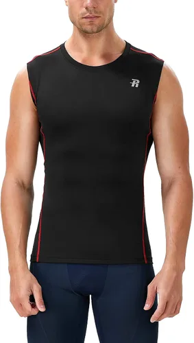 Vista 2 de Runhit Paquete de 3 camisetas de compresión sin mangas para hombres, entrenamiento deportivo, sin mangas, camiseta de compresión para hombres