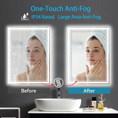 Vista 3 de Espejo de baño de 24 x 32 pulgadas con luces LED, sin niebla