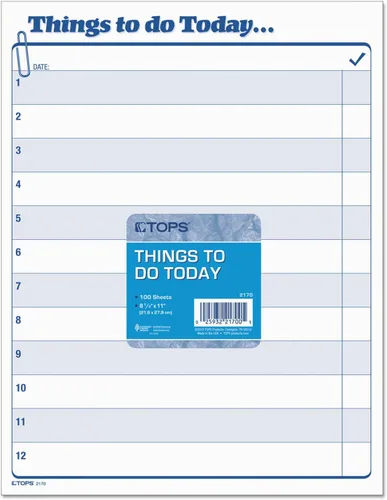 Vista 2 de TOPS Agenda diaria Things to Do Today Pad, 8.5 x 11 pulgadas, bloc de 100 hojas (2170)