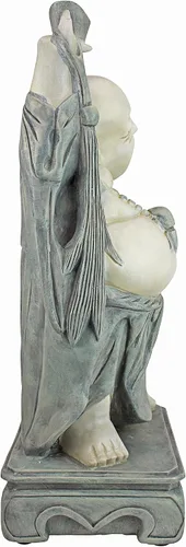 Vista 3 de Design Toscano Jolly Hotei Laughing Man - Estatua de jardín para interiores y exteriores, 26 pulgadas de alto, resina de piedra fundida, acabado