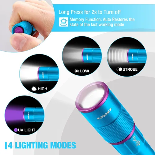 Vista 2 de EverBrite Linterna recargable con luz UV y blanca Azul