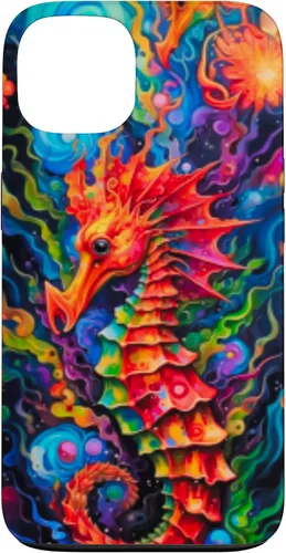 Vista 7 de Funda para iPhone 14 Plus Seahorse Coastal Colorful Ocean Life Art Aquarium Lover Case