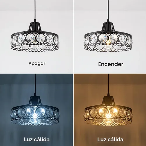Vista 7 de Lámpara Colgante de Cristal Enchufable Negra Candelabro de Metal Industrial Luz Swag con Cable de 15 Pies e Interruptor de Encendido/Apagado