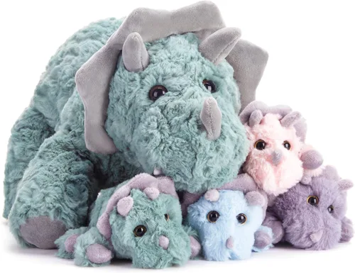 Vista 8 de IKASA Mamá gato atigrado naranja peluche mamá y gatitos bebé juguete de peluche lindo 16.5 pulgadas suave mamá pequeña juguete familiar con pequeños