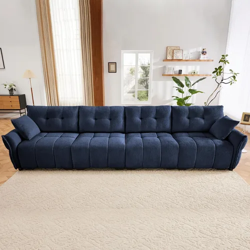Vista 31 de Leyu&Hafort Sofá modular seccional, sofá modular Cloud con asiento profundo, moderno sofá modular con otomana móvil, sofá de felpilla con almohadas