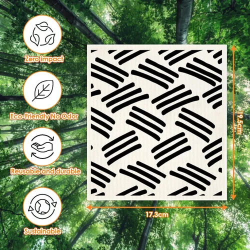 Vista 2 de Morigins Paños de cocina suecos para cocina, paquete de 6 paños de cocina suecos minimalistas negros, paños de esponja de celulosa, toallas de papel