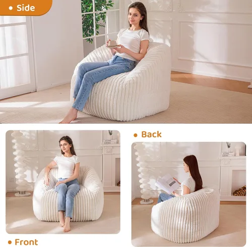 Vista 6 de BYBYME Silla Puf Gigante para Adultos y Niños, Puf Grande Cómodo y Acogedor, Sofá de Piso para Adolescentes, Sala de Estar, Juegos, Lectura, Beige