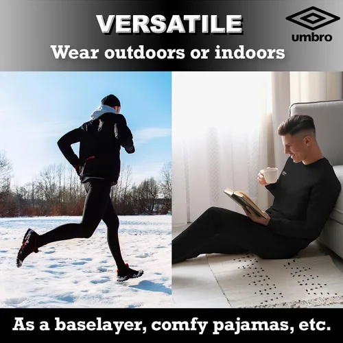 Vista 5 de Umbro Leggings térmicos de capa base para hombre, pantalones de invierno cálidos y ligeros para hombres, pantalones de compresión para hombre