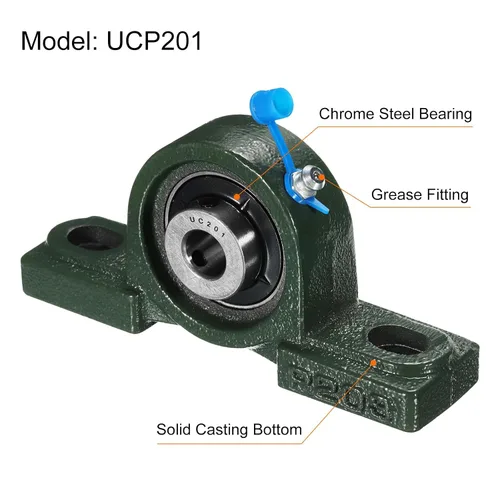 Vista 3 de uxcell 2pcs UCP201 Cojinetes de bloque de almohada de 0.472 in de diámetro propio, base de hierro fundido sólido montado rodamientos de acero cromado