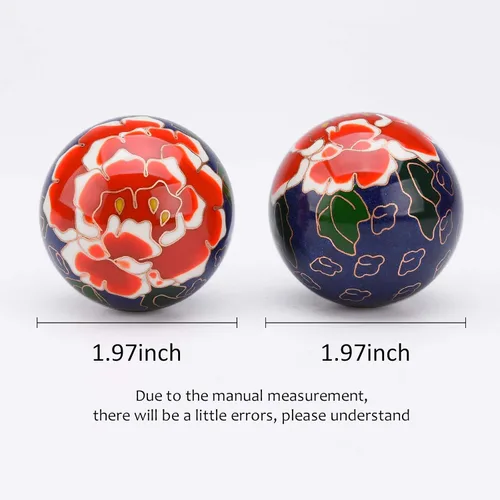 Vista 2 de 1.97 '' Bolas de Baoding Chino Ejercicio de Mano Bolas de Masaje con Caja Rosa Roja Patrón Bolas Azules con Campanillas Padres Regalo TQZDBS78