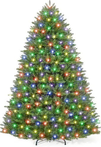 Vista 15 de Árbol de Navidad artificial flocado de nieve de 6 pies, árbol de Navidad delgado sin luz con piñas, puntas de ramas de PVC, soporte de metal