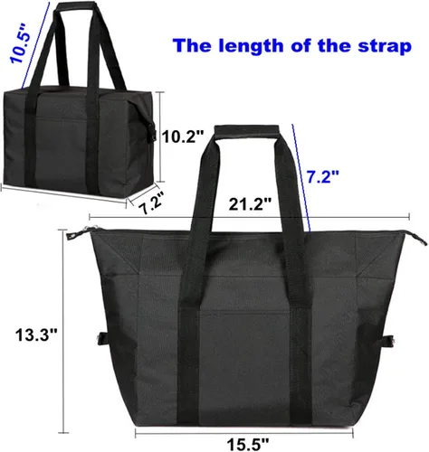 Vista 4 de Bolsas enfriadoras de compras aisladas con cremallera superior para comestibles, bolsa de espuma térmica reutilizable para viajes, picnic