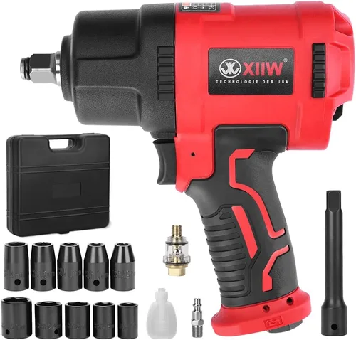 Vista 8 de XIIW Llave de impacto angular de 1/2 pulgada, par máximo de 910 pies-libras, diseño compacto y ligero de 3.63 lb, pistola de aire de impacto mini