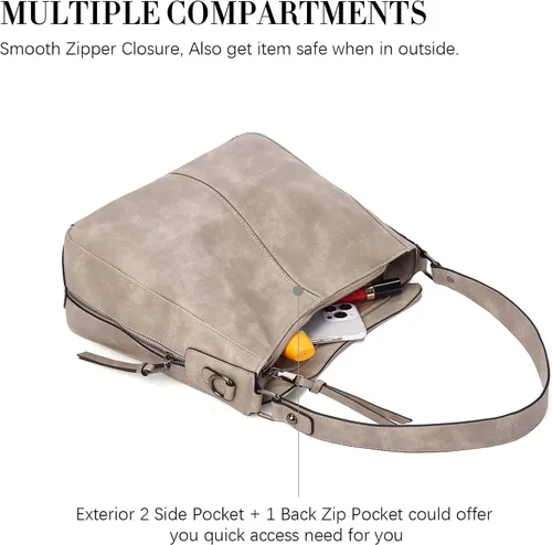 Vista 6 de BOSTANTEN Bolsos para mujer, bolsos de cuero de diseñador, bolsos hobo bolsos de hombro para mujer, bolsos cruzados con borla