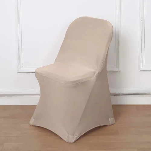 Vista 29 de Efavormart - Funda para silla plegable elástica de elastano, ajustable, para cenas, eventos, bodas, fiestas, banquetes, catering, color beige