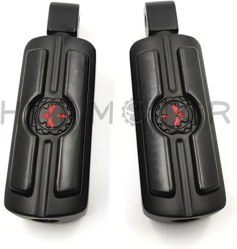 Vista 6 de Compatible con H-D Motocicleta Touring Black HTTMT Skull Macho Pie Peg Mount Par de Clavijas de Pie de Calavera [P/N: MT216-051-MBK-XIN]