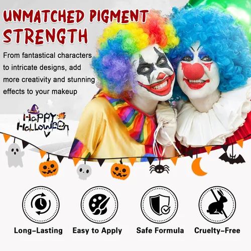 Vista 3 de IONSGAKO Kit de maquillaje de payaso Joker de Halloween, pintura corporal