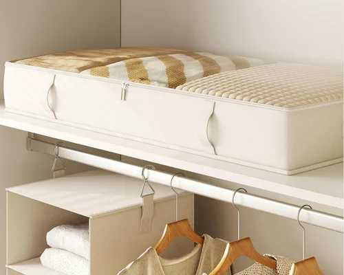 Vista 5 de Vailando Contenedores de almacenamiento para debajo de la cama, 6 pulgadas de alto y 60 litros debajo de la cama con asas resistentes y paredes Beige