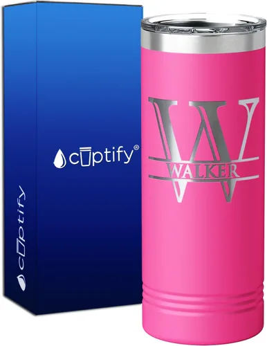 Vista 108 de Vaso personalizado de regalo de cumpleaños para mujeres y hombres, con monograma de escritura dividida, inicial y nombre grabado en negro, taza