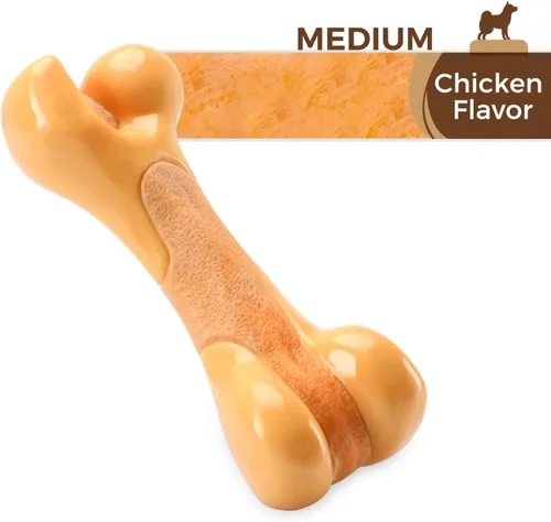 Vista 4 de Tikaton Juguetes masticables para perros para masticadores agresivos, sabor a pollo, juguetes masticables duraderos para dentición de perros, huesos