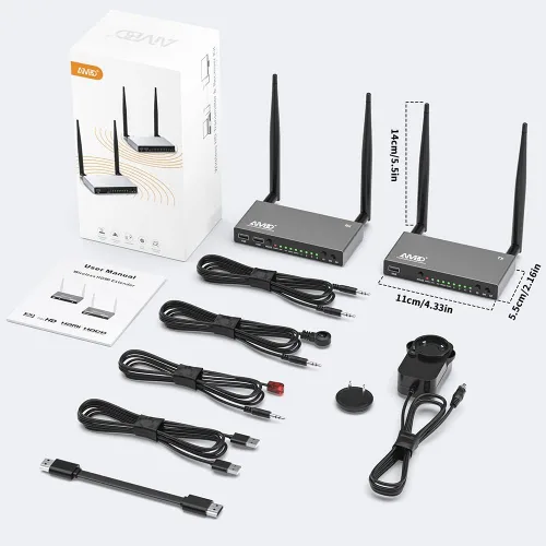 Vista 7 de TIMBOOTECH Transmisor y receptor HDMI inalámbrico de 820 pies, hasta 8 receptores, KVM, control remoto IR, salida de bucle, extensor inalámbrico
