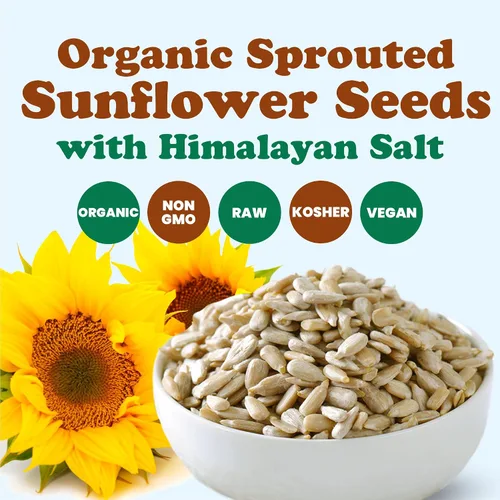 Vista 4 de Food to Live Semillas de girasol germinadas orgánicas con sal del Himalaya, 1 libra, granos crudos, perfectas para cocinar, hornear y aperitivos