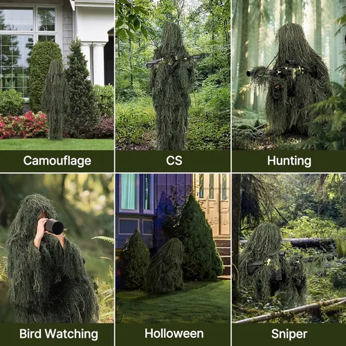 Vista 5 de Ghillie Suit for Men, 5 in 1 3D Camouflage Hunting Suits Camo Hunting Clothes for Adults