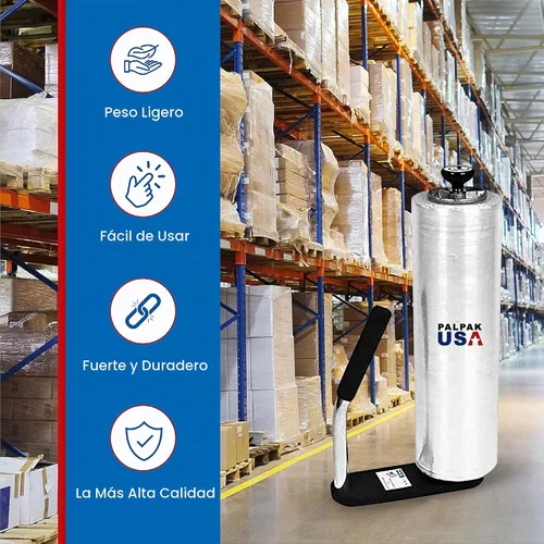 Vista 4 de ¡Hecho en EE. UU! Dispensador de película elástica de resistencia industrial - Palpak100 Envolvedor de palés liviano – Perilla de ajuste