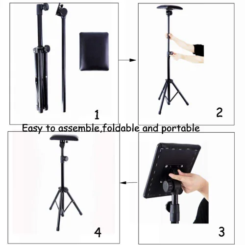 Vista 5 de Soporte para reposabrazos de tatuaje, almohadilla de esponja plegable para tatuaje y piernas, trípode con altura ajustable para suministros