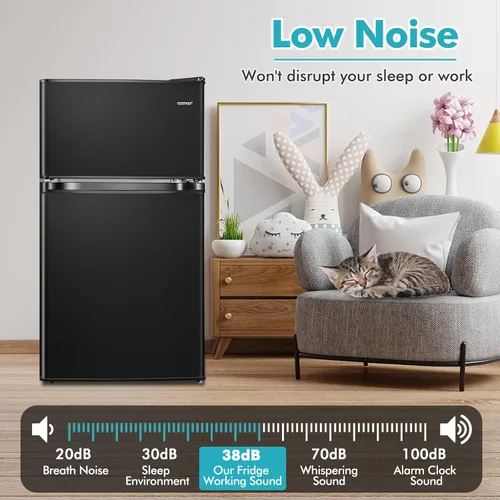 Vista 9 de COSTWAY Mini refrigerador de 3.2 pies cúbicos con congelador Negro