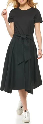 Vista 2 de DKNY Vestido de punto de manga corta con lazo frontal para mujer