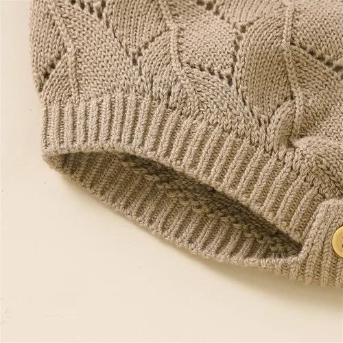 Vista 4 de Ropa de bebé recién nacido, ropa casual de punto de algodón, sin mangas, 1 pieza con gorras, conjunto de trajes
