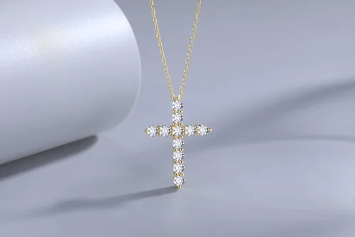Vista 5 de RORTY XIN Collar con colgante de cruz de diamante de imitación de plata de ley 925, circonita cúbica y circonita cúbica, cadena de plata de 18.0in +